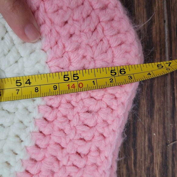 Handmade Afghan Crochet Chevron Stitch Baby Blanket Pink Blue Gift Newborn Knit - Picture 7 of 7